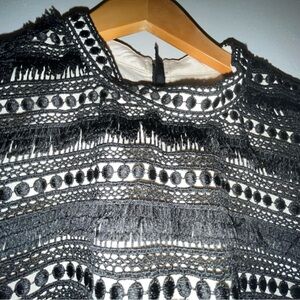 J. Crew Black and White Lace Midi Dress